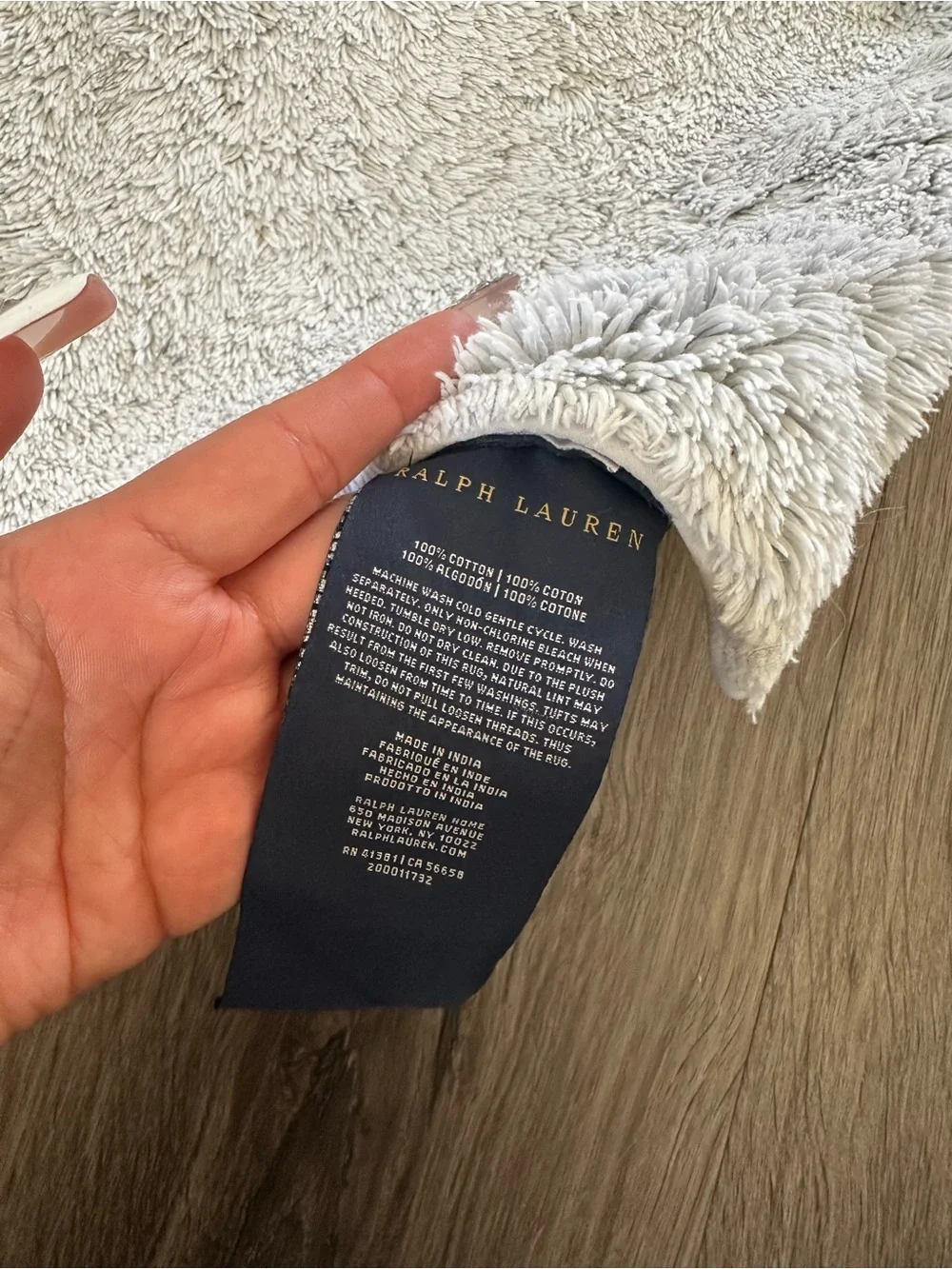 Ralph Lauren large baby blue shower mat 100% cotton